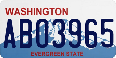 WA license plate ABO3965