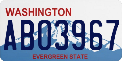 WA license plate ABO3967