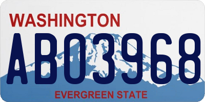 WA license plate ABO3968