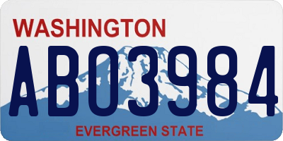 WA license plate ABO3984