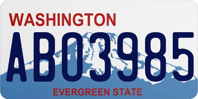 WA license plate ABO3985