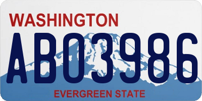 WA license plate ABO3986