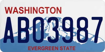 WA license plate ABO3987