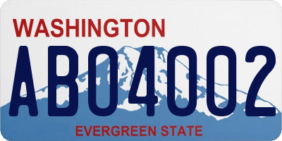 WA license plate ABO4002