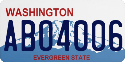 WA license plate ABO4006