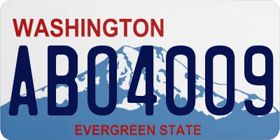 WA license plate ABO4009