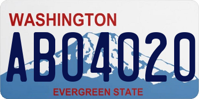 WA license plate ABO4020