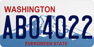 WA license plate ABO4022