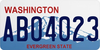 WA license plate ABO4023