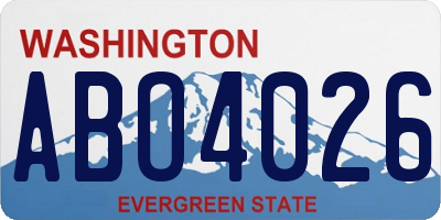 WA license plate ABO4026