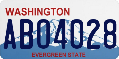 WA license plate ABO4028