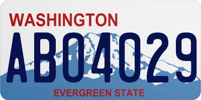 WA license plate ABO4029