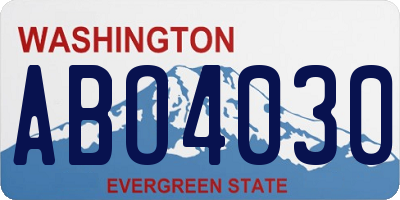 WA license plate ABO4030