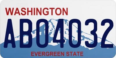 WA license plate ABO4032