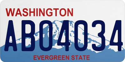 WA license plate ABO4034