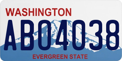 WA license plate ABO4038