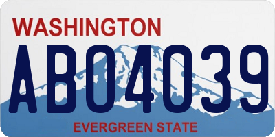 WA license plate ABO4039