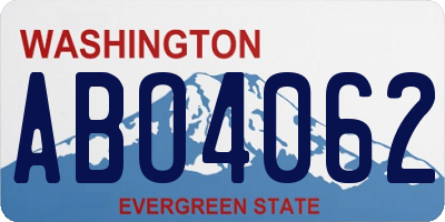 WA license plate ABO4062