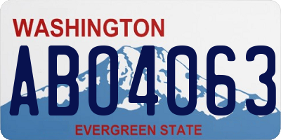 WA license plate ABO4063