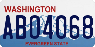WA license plate ABO4068