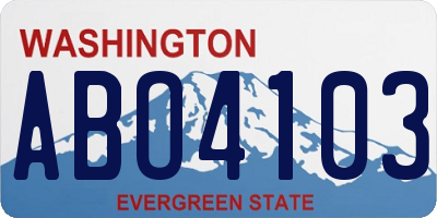 WA license plate ABO4103