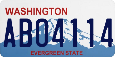 WA license plate ABO4114