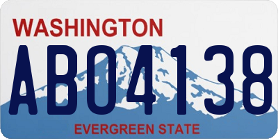 WA license plate ABO4138