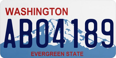WA license plate ABO4189