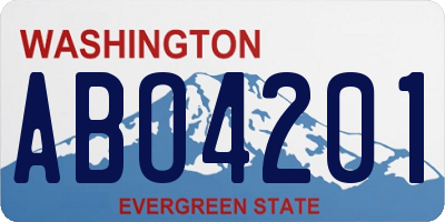 WA license plate ABO4201