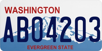 WA license plate ABO4203