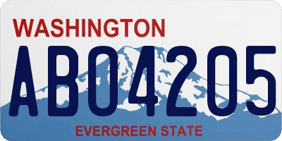 WA license plate ABO4205