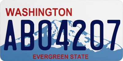 WA license plate ABO4207