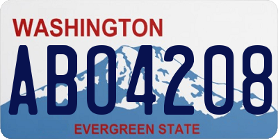 WA license plate ABO4208