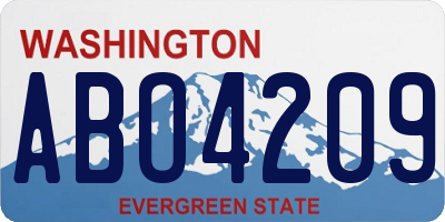 WA license plate ABO4209