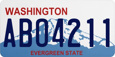 WA license plate ABO4211