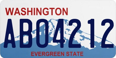 WA license plate ABO4212