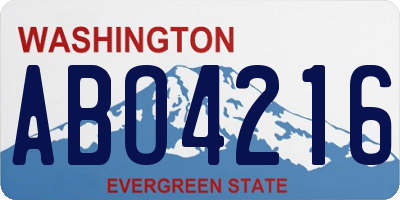 WA license plate ABO4216