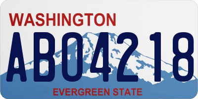WA license plate ABO4218