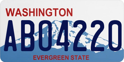 WA license plate ABO4220