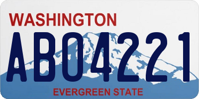 WA license plate ABO4221