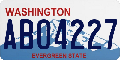 WA license plate ABO4227