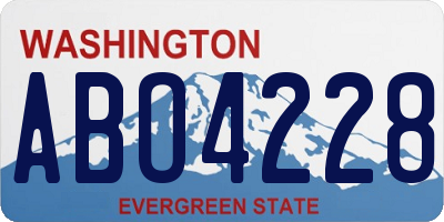 WA license plate ABO4228
