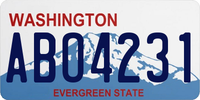 WA license plate ABO4231