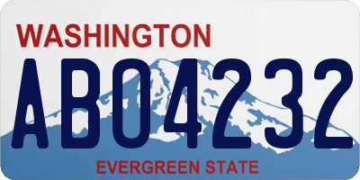 WA license plate ABO4232