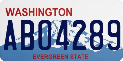 WA license plate ABO4289