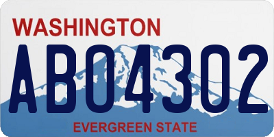 WA license plate ABO4302