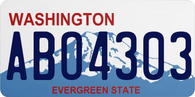 WA license plate ABO4303