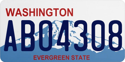 WA license plate ABO4308