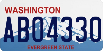 WA license plate ABO4330
