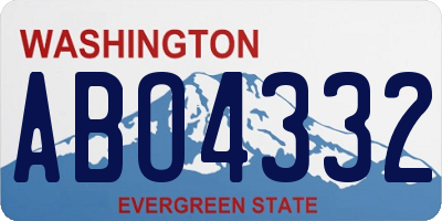 WA license plate ABO4332